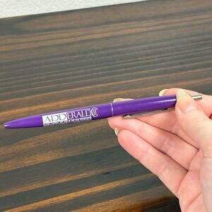 Vintage Adderall Pharmaceutical Promotional Pen Purple White Bic *non working*